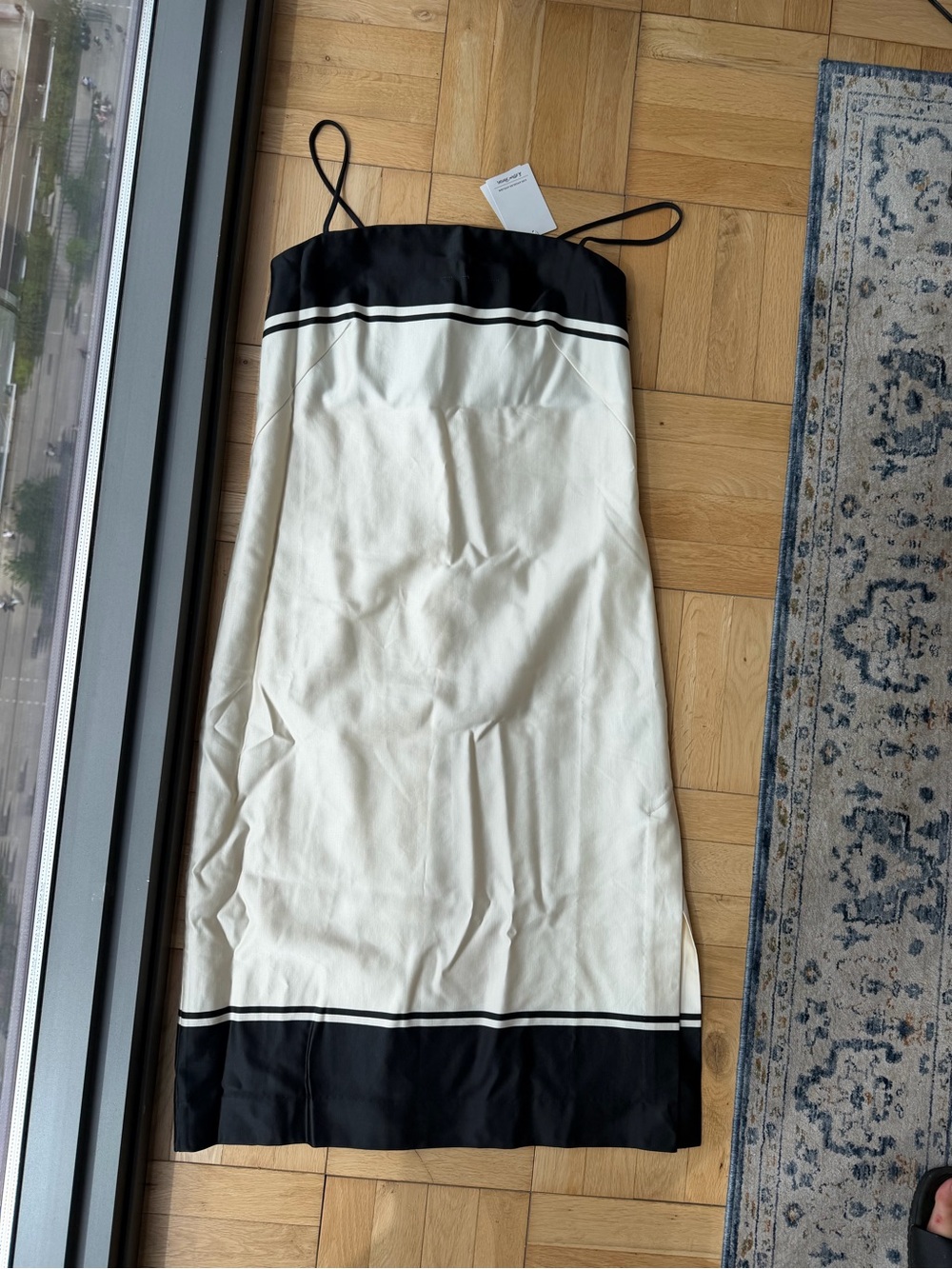 & Other Stories Black and Cream Slip Dress with Contrast Trim - Picture 7 of 7